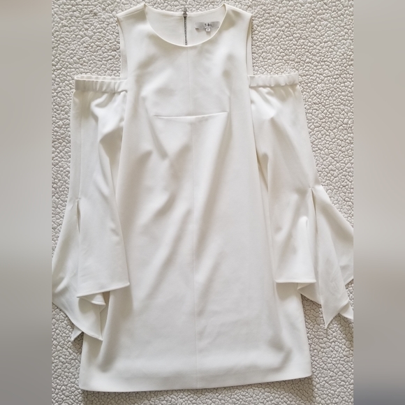 Tibi White Structured Crepe Cutout Open Shoulder Dress Sz 10 Org $395 - Picture 6 of 10